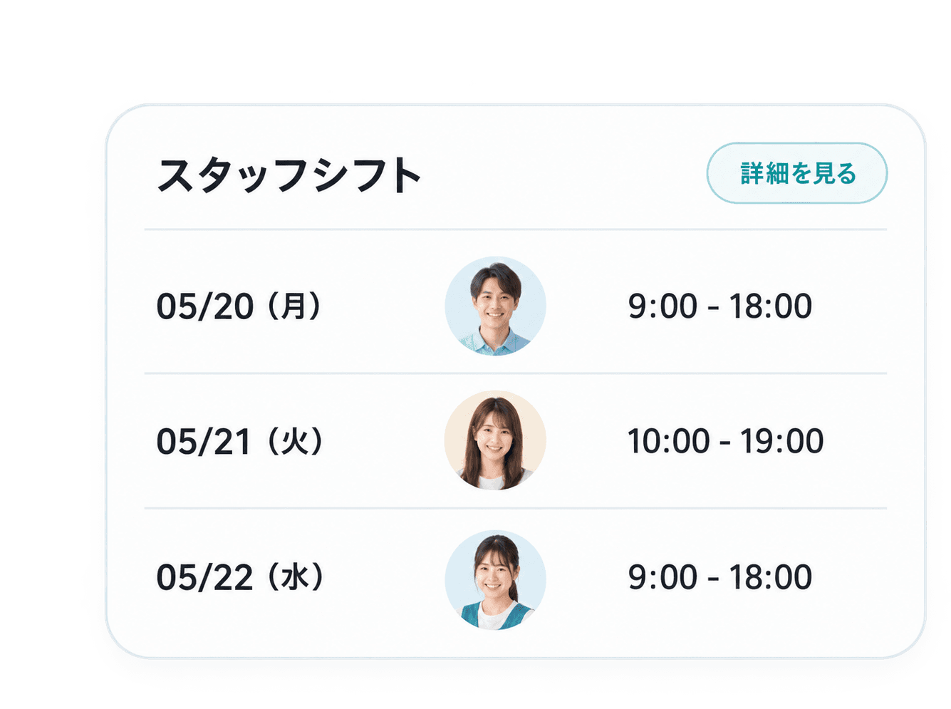 スタッフシフトの一覧